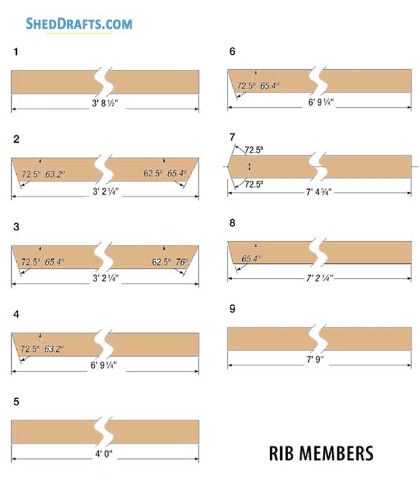 8x8 Barn Rib Style Gambrel Shed Plans Blueprints 04 Rib Members