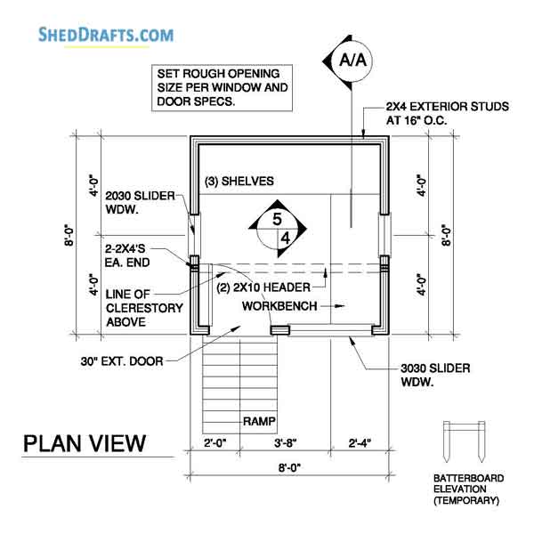 8x8 Clerestory Potting Shed Plans Blueprints 02 Foundation Details