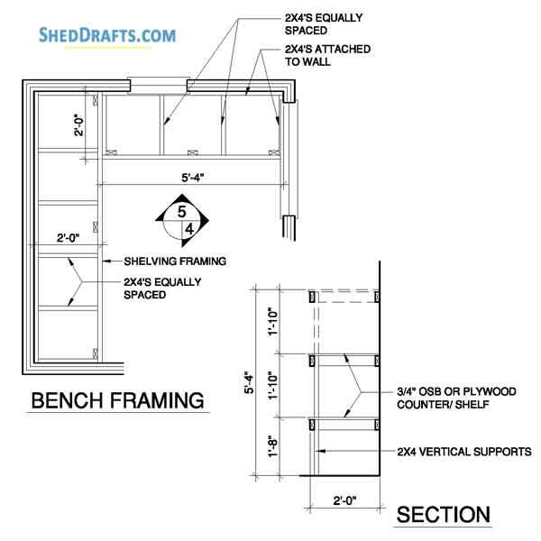 8x8 Clerestory Potting Shed Plans Blueprints 12 Bench Framing