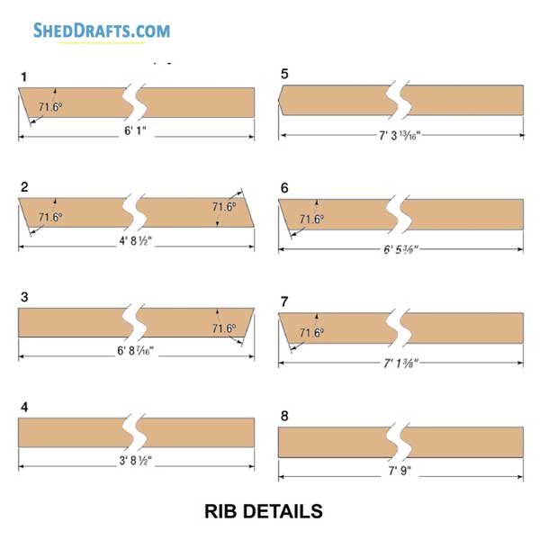 8x8 Diy Gable Rib Style Storage Shed Plans Blueprints 04 Rib Members
