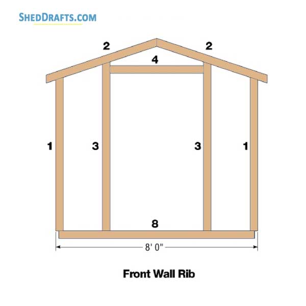 8x8 Diy Gable Rib Style Storage Shed Plans Blueprints 05 Front Wall Framing