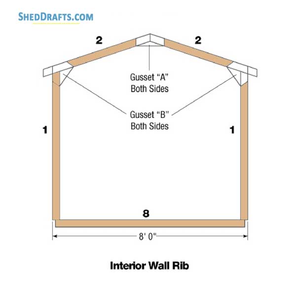 8x8 Diy Gable Rib Style Storage Shed Plans Blueprints 06 Inner Wall Rib Framing