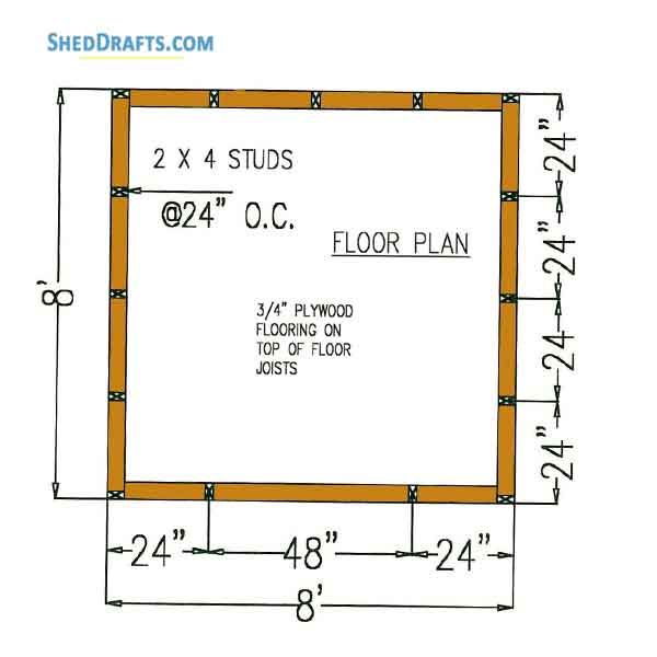 8x8 Diy Gable Shed Building Plans Blueprints 01 Floor Plan