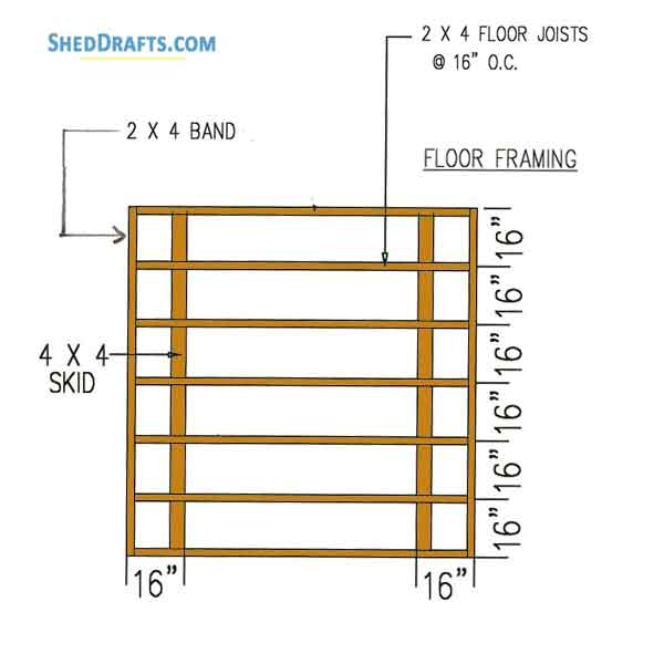 8x8 Diy Gable Shed Building Plans Blueprints 02 Floor Framing