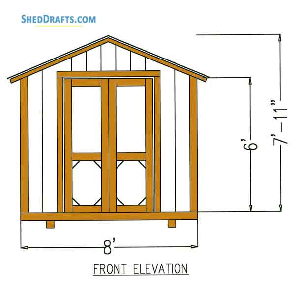 8x8 Diy Gable Shed Building Plans Blueprints 03 Front Elevation