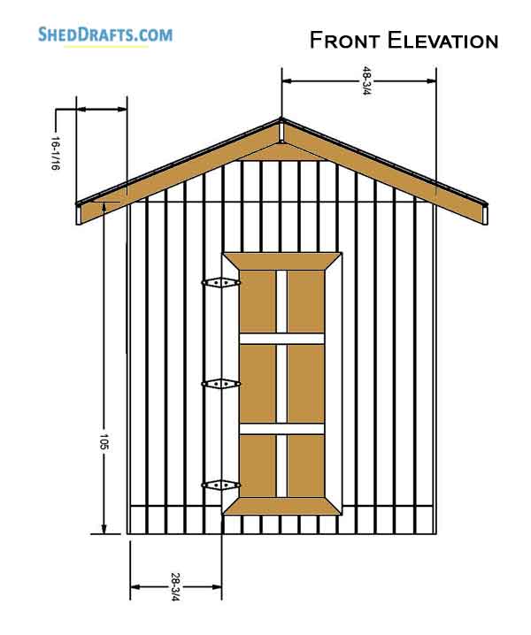 8x8 Gable Garden Storage Shed Plans Blueprints 02 Front Elevation