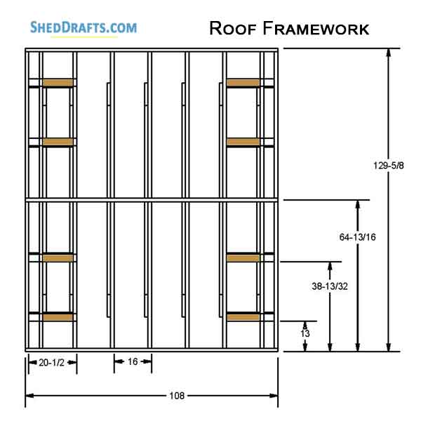 8x8 Gable Garden Storage Shed Plans Blueprints 12 Roof Framing Details