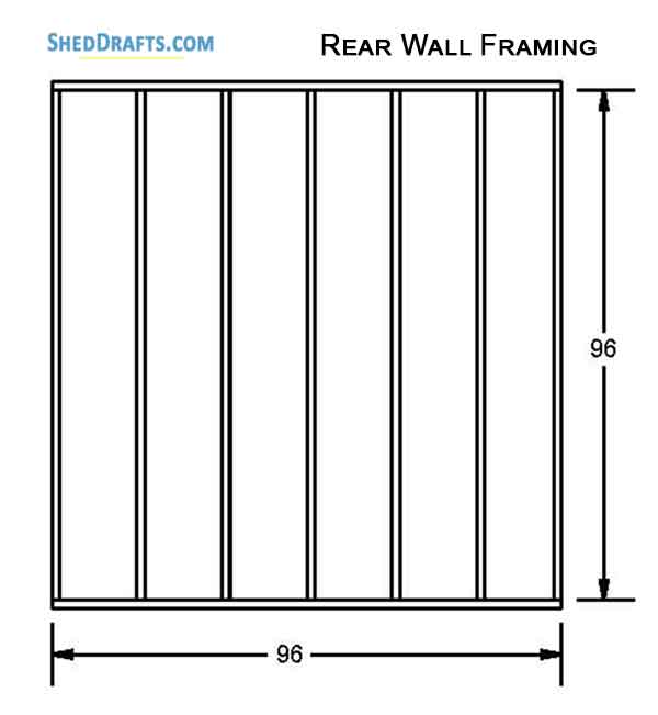 8x8 Gambrel Timber Storage Shed Plans Blueprints 10 Back Wall Framing