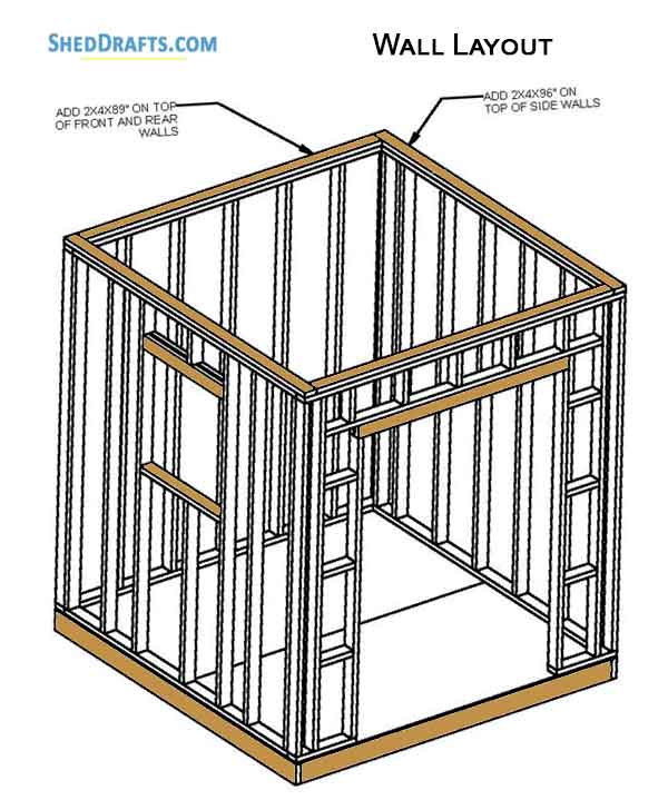 8x8 Gambrel Timber Storage Shed Plans Blueprints 11 Wall Framing Layout