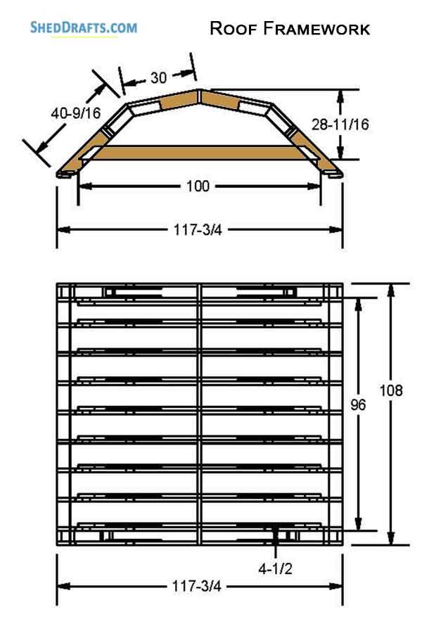 8x8 Gambrel Timber Storage Shed Plans Blueprints 12 Roof Framing Details