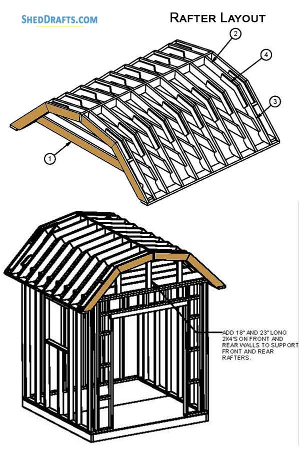 8x8 Gambrel Timber Storage Shed Plans Blueprints 14 Roof Truss Layout