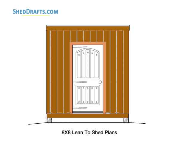 8x8 Lean To Storage Shed Plans Blueprints 01 Front Elevation