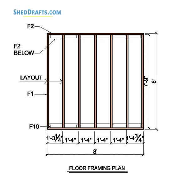 8x8 Lean To Storage Shed Plans Blueprints 05 Floor Frame