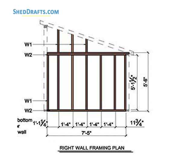 8x8 Lean To Storage Shed Plans Blueprints 07 Right Wall Frame