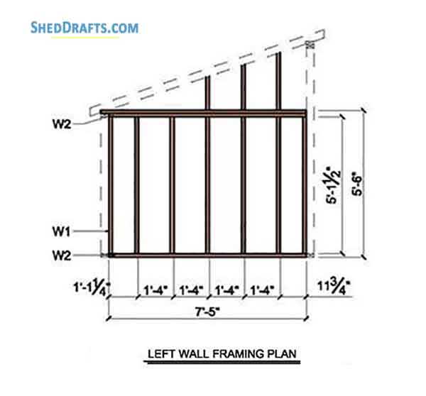 8x8 Lean To Storage Shed Plans Blueprints 08 Left Wall Frame