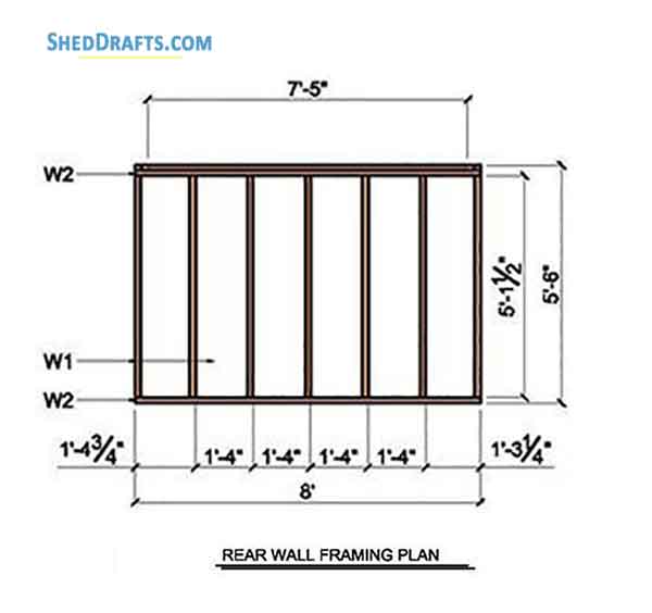 8x8 Lean To Storage Shed Plans Blueprints 08 Rear Wall Frame