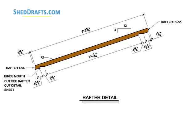 8x8 Lean To Storage Shed Plans Blueprints 09 Rafter Pattern