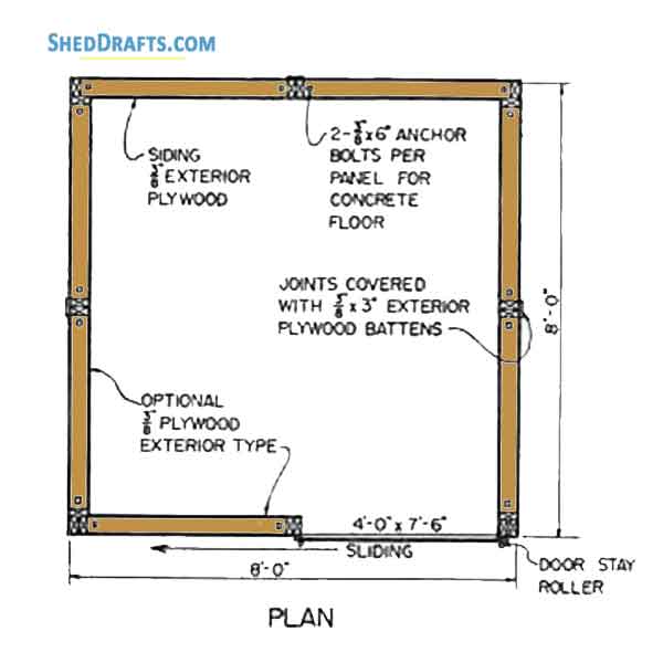 8x8 Lean To Utility Shed Plans Blueprints 02 Foundation Layout