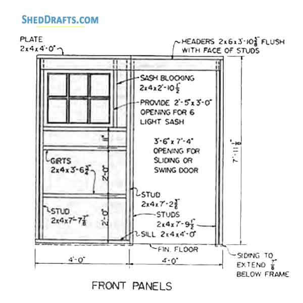 8x8 Lean To Utility Shed Plans Blueprints 04 Front Elevation