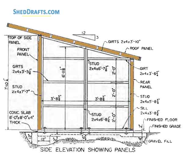 8×12 slant roof utility shed plans blueprints for crafting