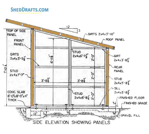 8×8 Lean To Utility Shed Plans Blueprints To Craft A Patio 