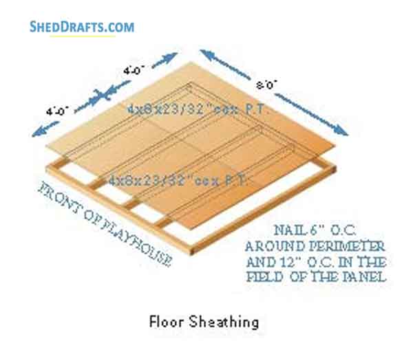 8x8 Playhouse Garden Shed Plans Blueprints 03 Floor Sheathing