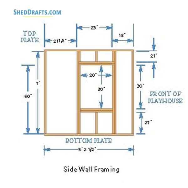 8x8 Playhouse Garden Shed Plans Blueprints 04 Side Wall Framing