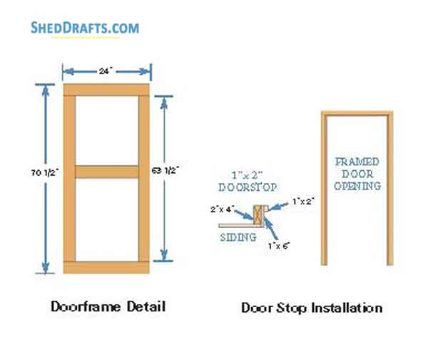 8x8 Playhouse Garden Shed Plans Blueprints 12 Door Frame Detail