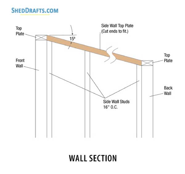 8x8 Sloped Roof Shed Plans Blueprints 04 Wall Section
