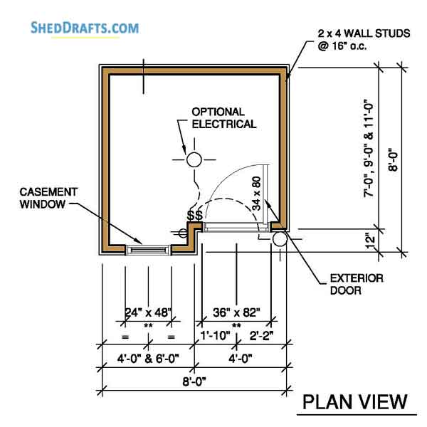 8x8 Wooden Gable Storage Shed Plans Blueprints 03 Floor Electrical