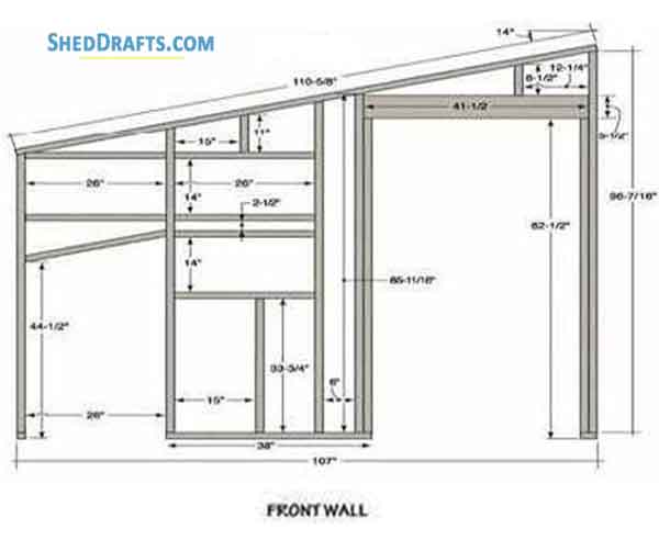 9x10 Slant Roof Shed Plans Blueprints 02 Front Wall Framing