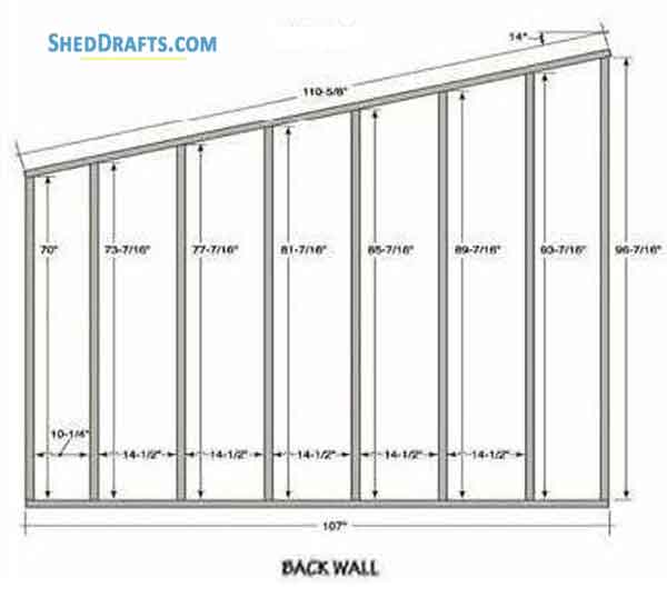 9x10 Slant Roof Shed Plans Blueprints 03 Rear Wall Design