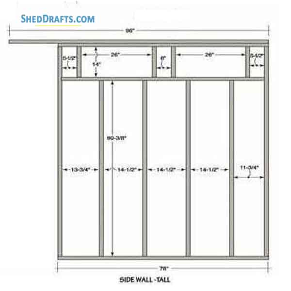 9x10 Slant Roof Shed Plans Blueprints 05 Side Wall Tall