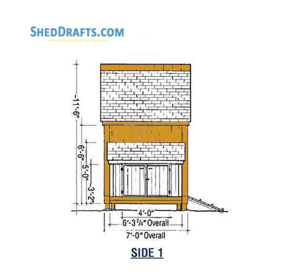 7x7 Diy Potting Shed Building Plans Blueprints 4 Side Elevation