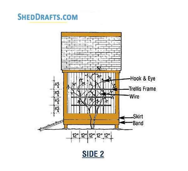 7x7 Diy Potting Shed Building Plans Blueprints 4 Side Elevation2