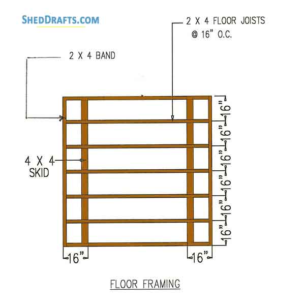 Gambrel Roof Shed Plans Blueprints 8x8 Storage 3 Floor Frame