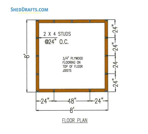 Gambrel Roof Shed Plans Blueprints 8x8 Storage 4 Floor Plan