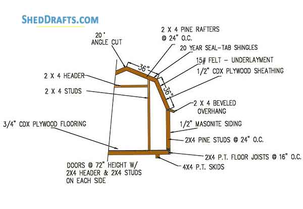 8×8 gambrel roof shed plans & blueprints for crafting a