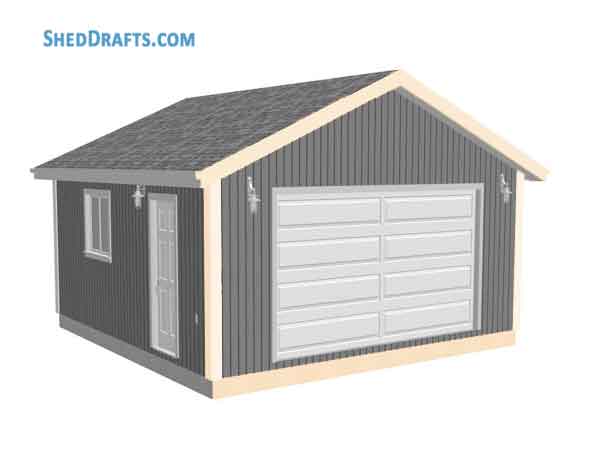 24x24 gable garage shed building plans blueprints