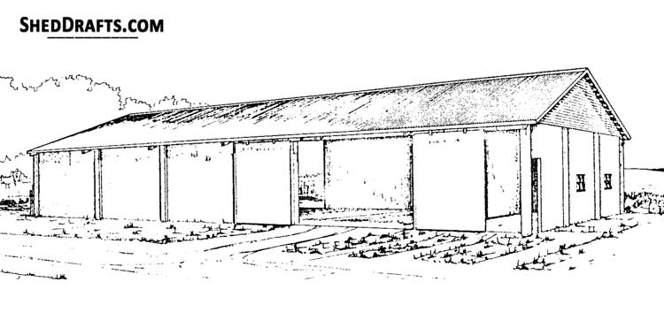 28x74 machine storage shed plans blueprints