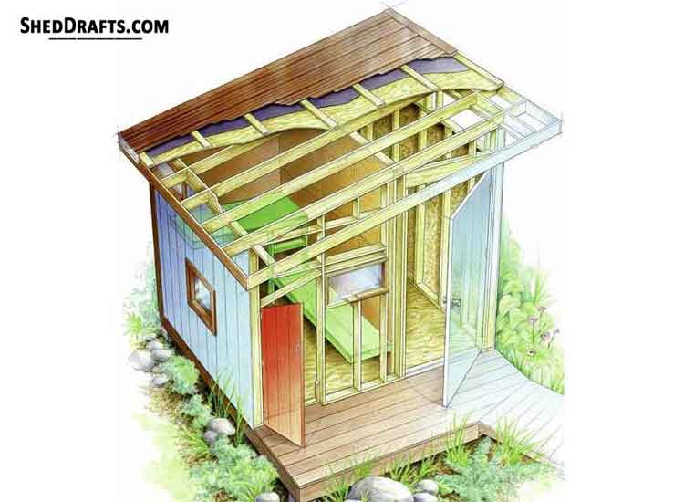 9×10 Slant Roof Shed Plans Blueprints For Storage Shed