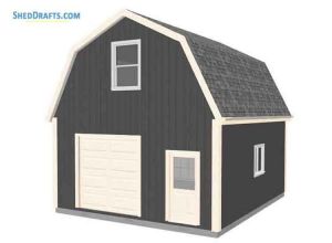 12×16 Gambrel Storage Shed Plans Blueprints For Barn Style 