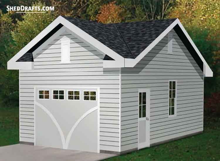 14x24 One Car Garage Shed Plans Blueprints 00 Draft Design 2