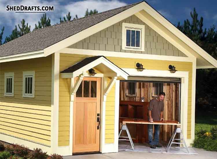 16x20 Gable Garage Shed Plans Blueprints 00 Draft Design 2