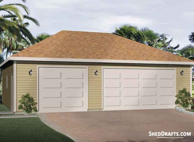 28x36 Three Car Garage Shed Plans Blueprints 00 Draft Design 2