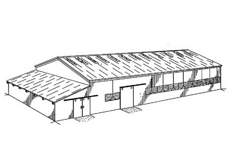 4 Stall Horse Barn Plans With Arena Blueprints 00 Draft Design