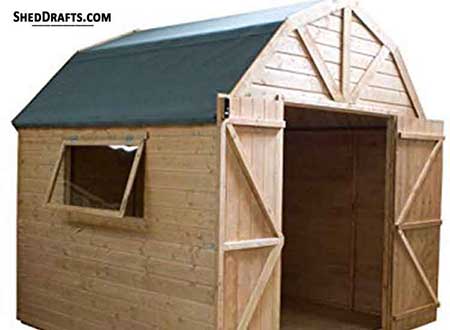 8x8 Gambrel Timber Storage Shed Plans Blueprints 00 Thumb