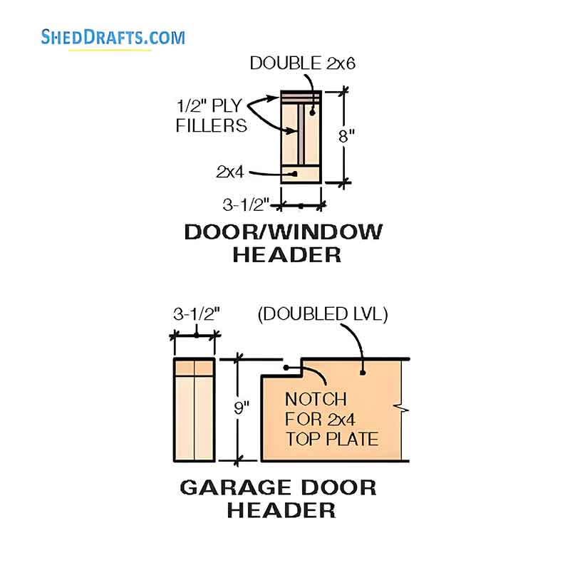 10x12 Hip Roof Storage Shed Dormer Plans Blueprints 04 Door Window Header