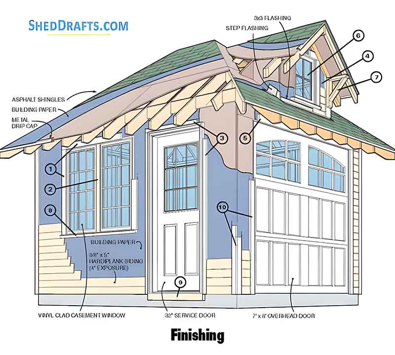 10x12 Hip Roof Storage Shed Dormer Plans Blueprints 07 Siding Finishing