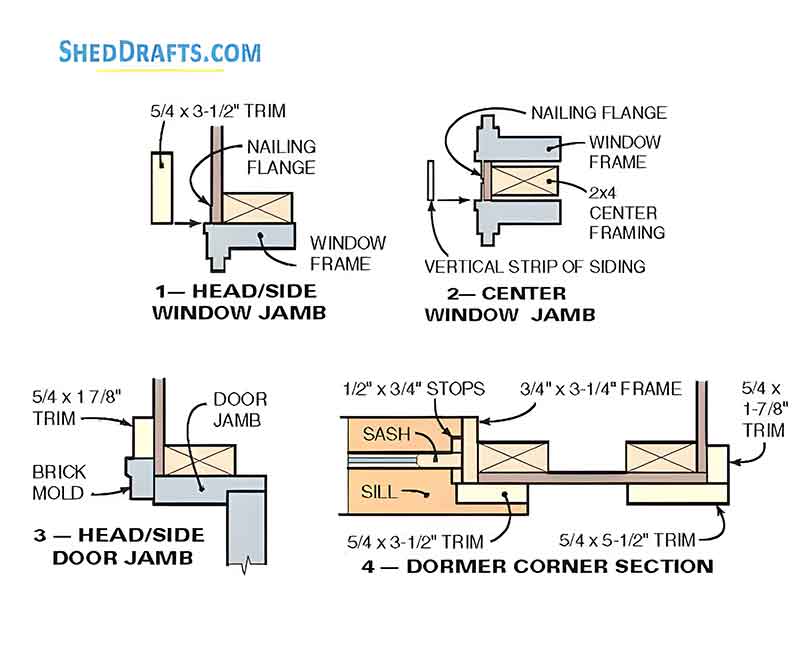 10x12 Hip Roof Storage Shed Dormer Plans Blueprints 08 Head Jamb Corner Dormer